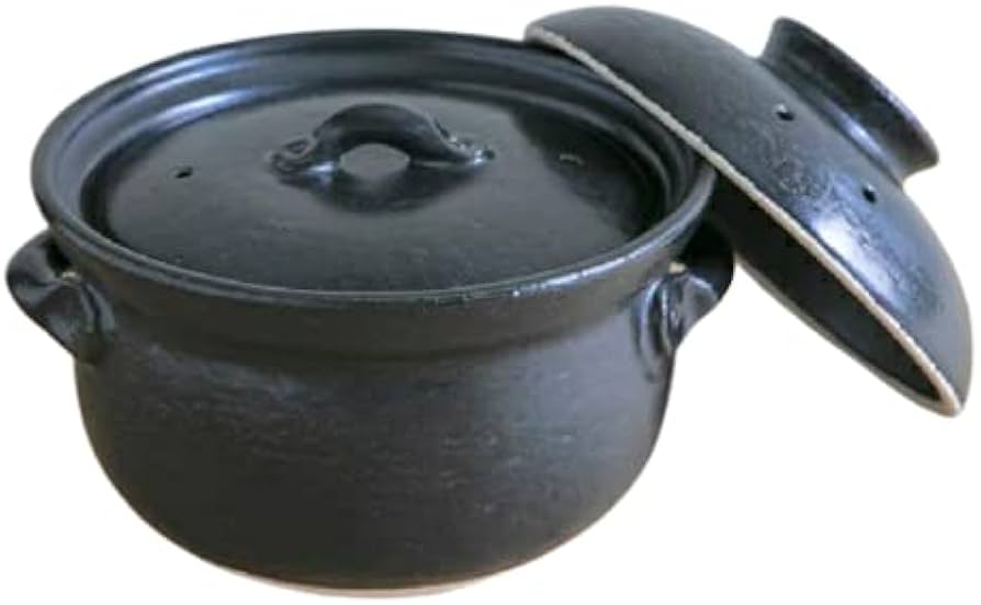 Amazon | 陶秀 安楽窯 黒釉 3合釜鍋 日本製 土鍋 陶器 3合炊き 炊飯